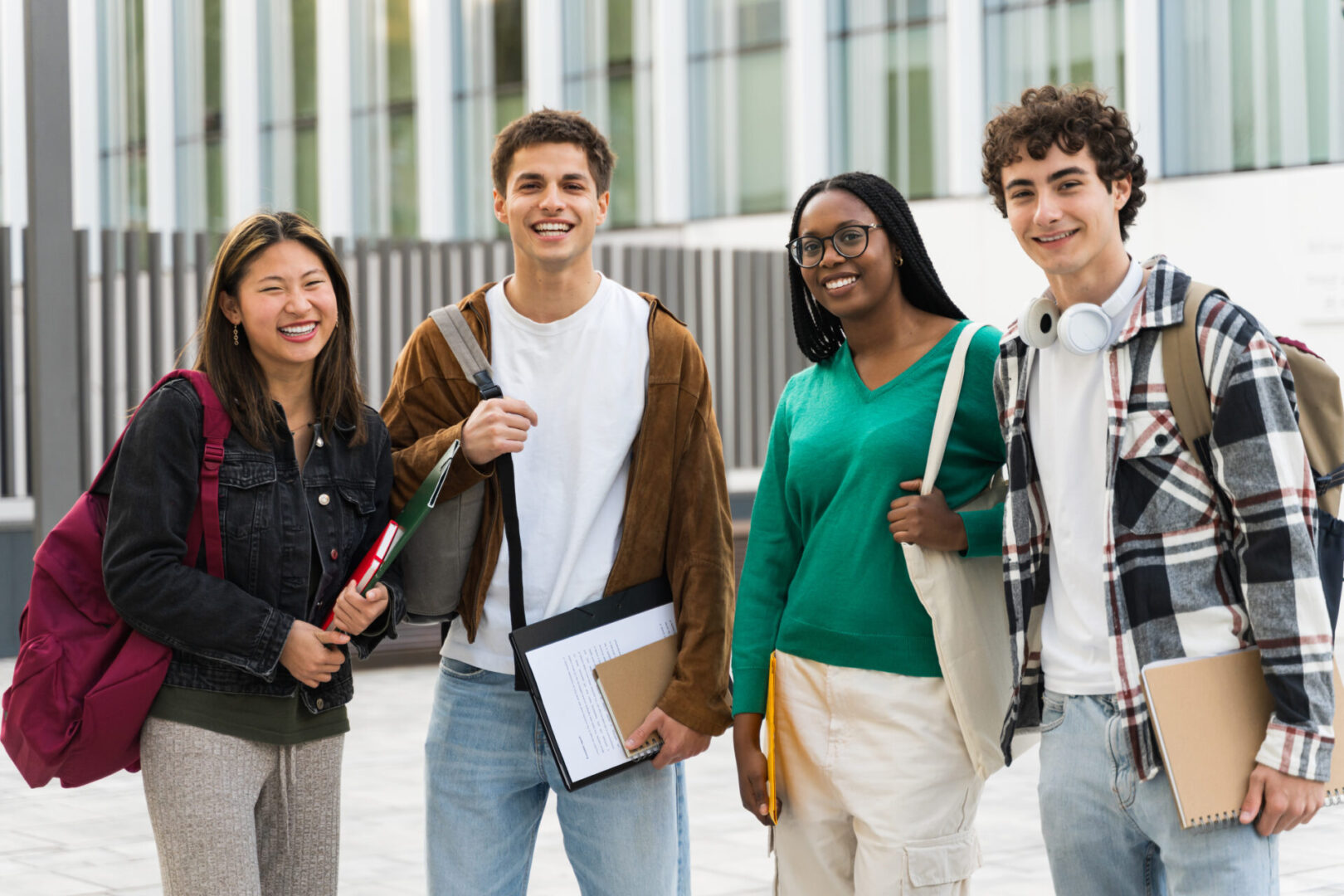 Group of international exchange University Students smiling looking at camera Calm Kids: Anxiety Skills Center